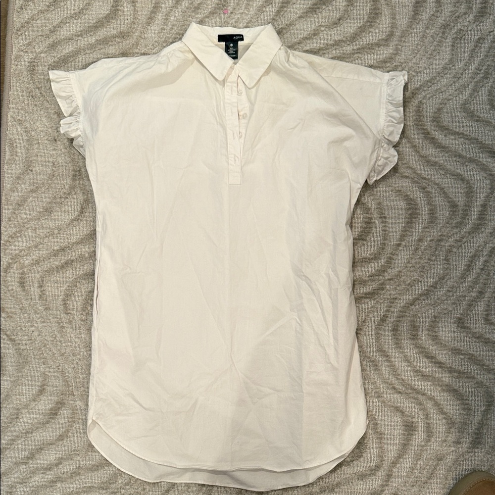 AQUA bloomingdales White Short Sleeve Dress